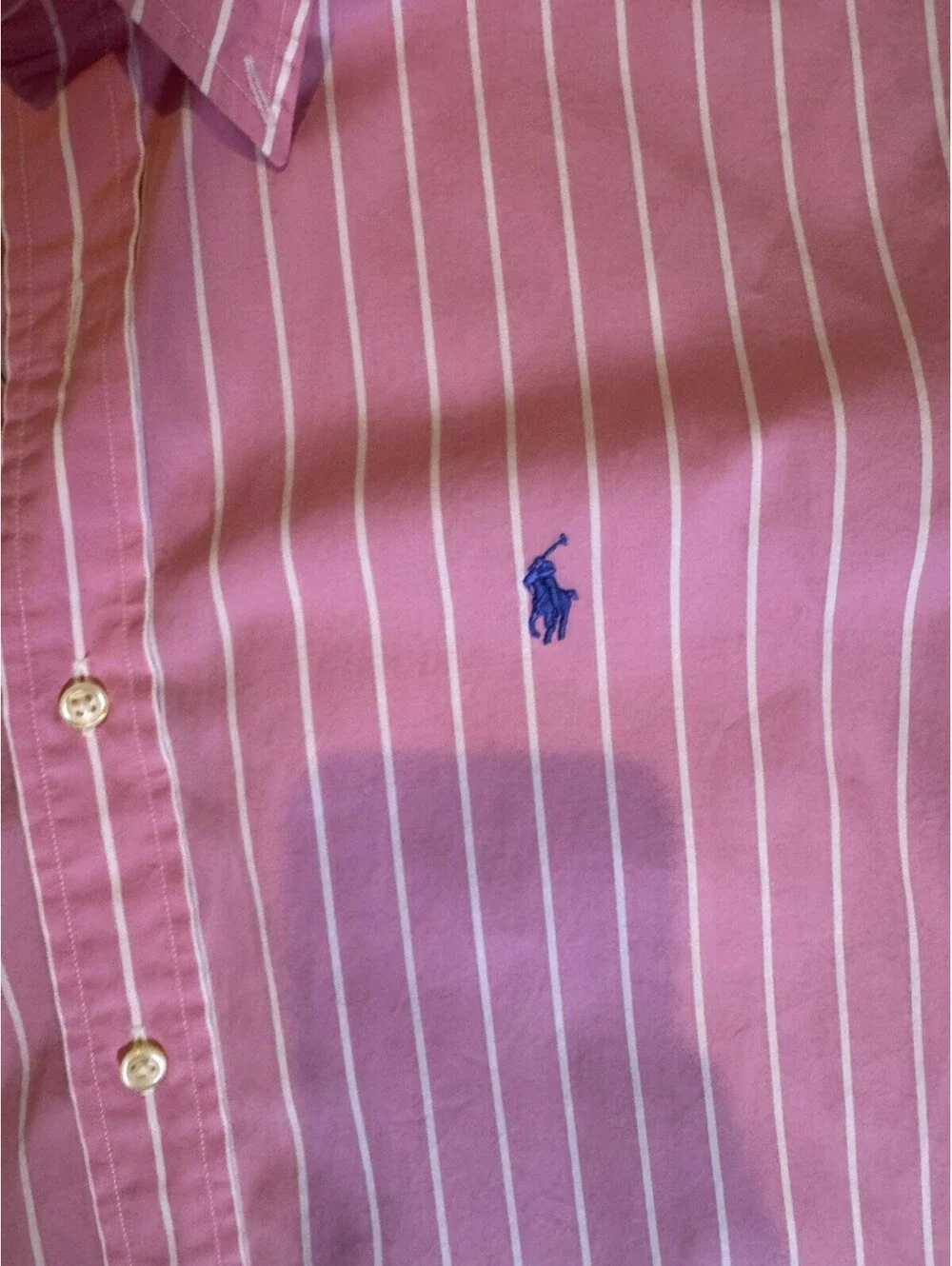 Polo Ralph Lauren Men XL Classic Fit Striped Button Down Shirt Pink White Cotton